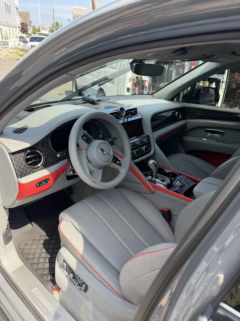 Bentley Bentayga Black Edition grey and red leather interior