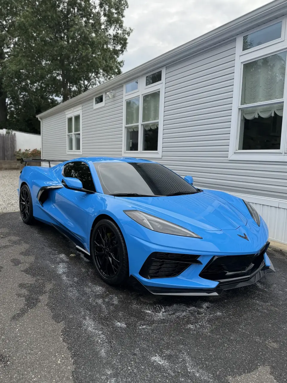 Rapid Blue Chevrolet Corvette C8 Stingray after a weekly maintenance detail