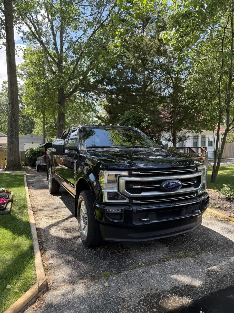 Black Ford F-250 Super Duty Platinum after a monthly detail