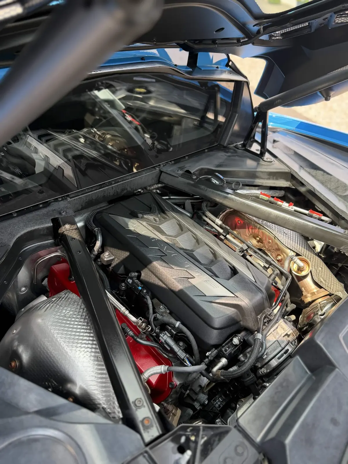 Clean C8 Corvette engine bay