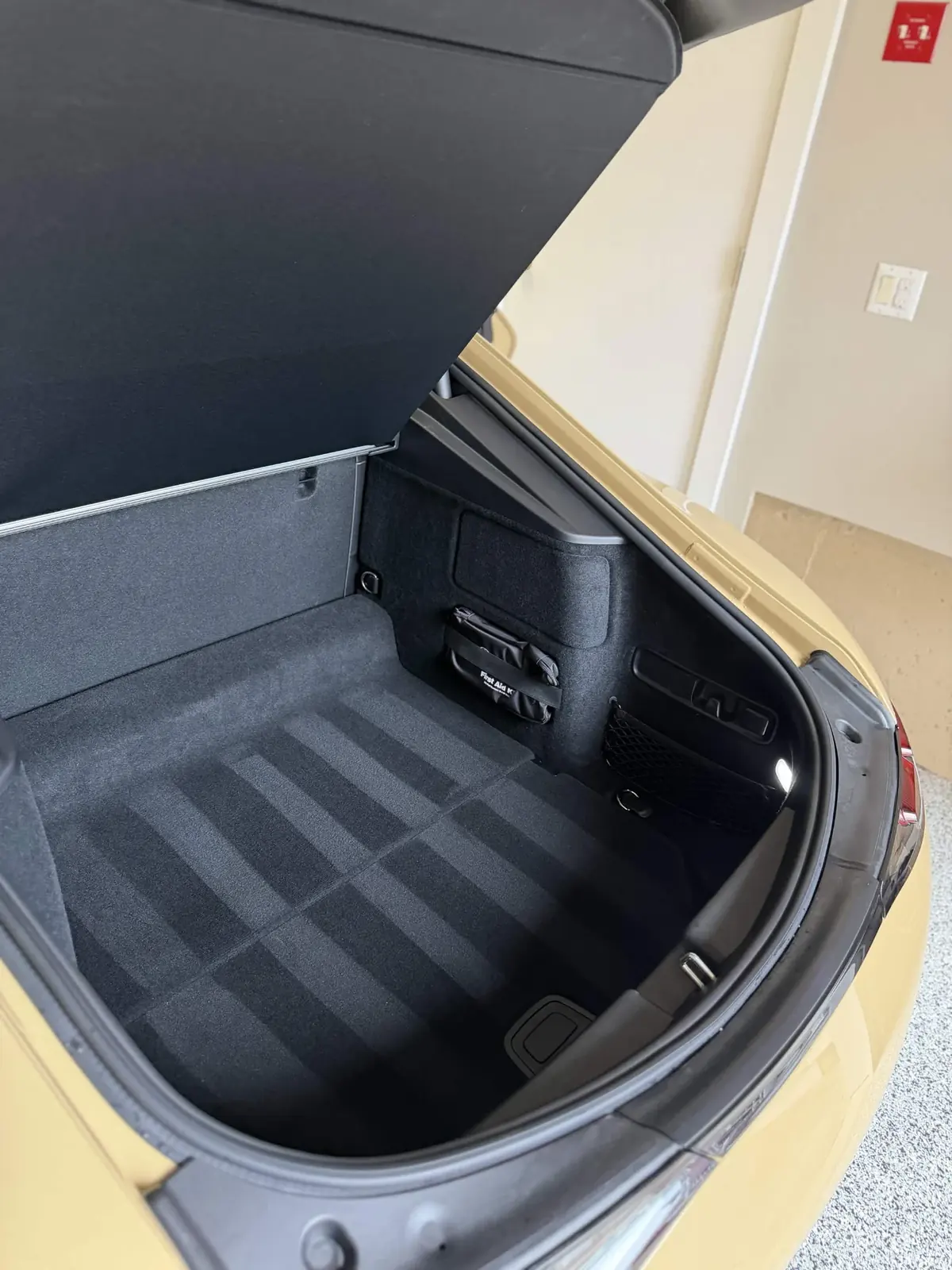 Vacuumed trunk carpet with clean lines