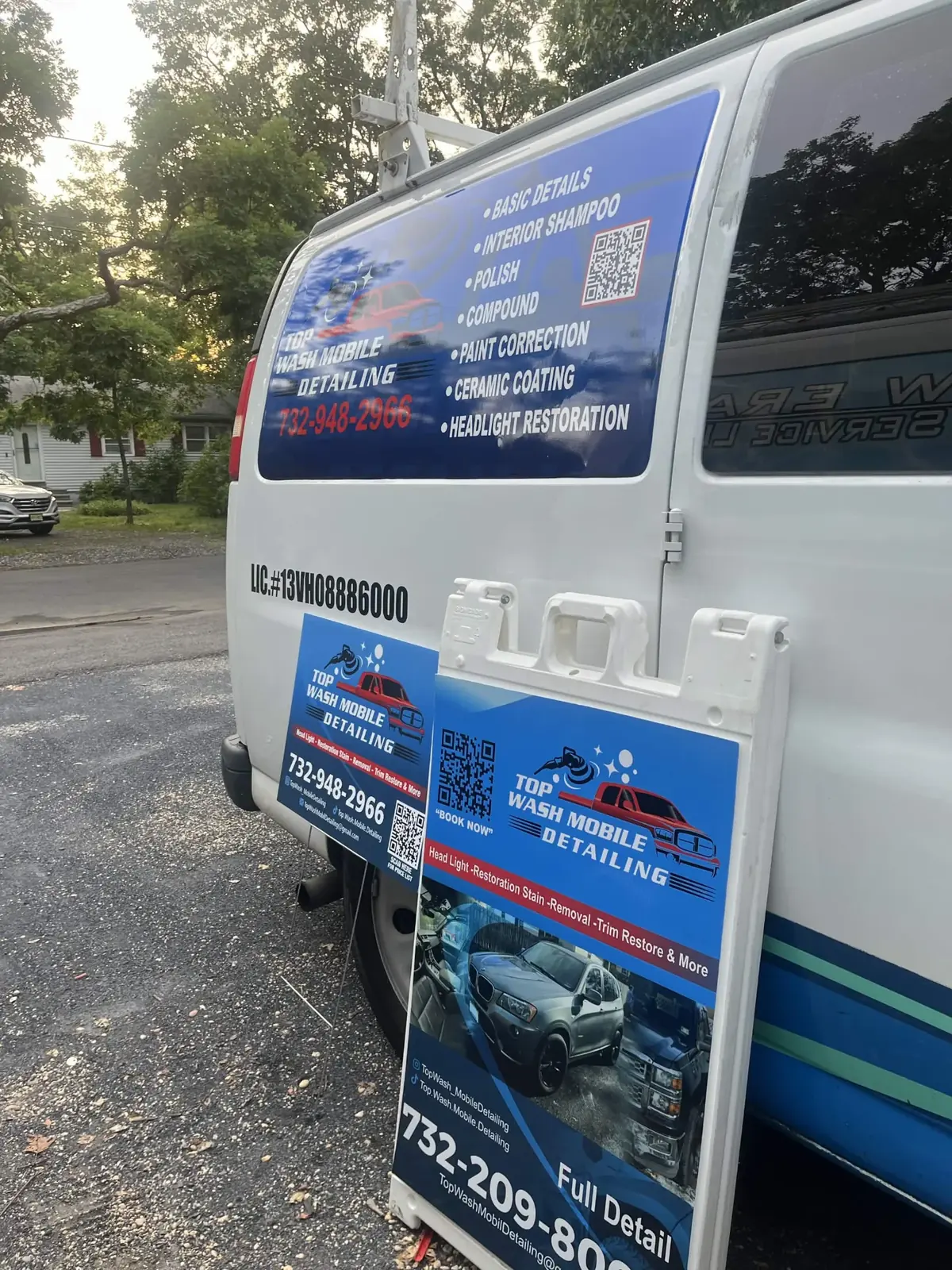 Top Wash van with yard signs
