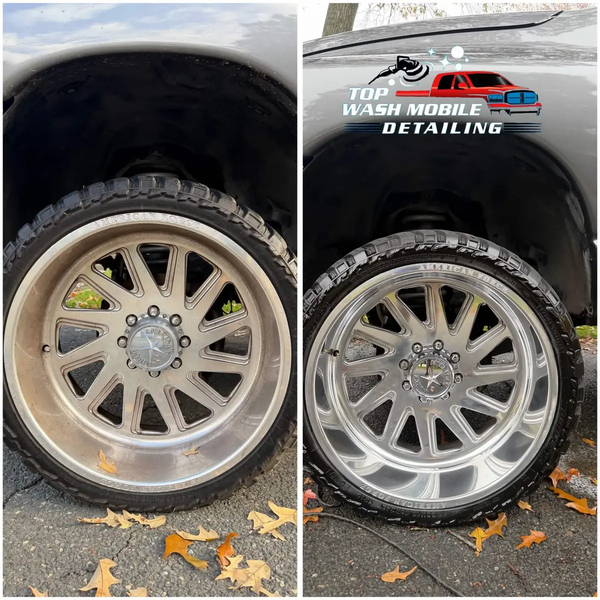Before and after: polished American Force wheel